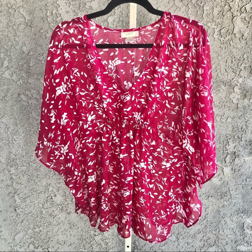 Loft Magenta Floral Top
